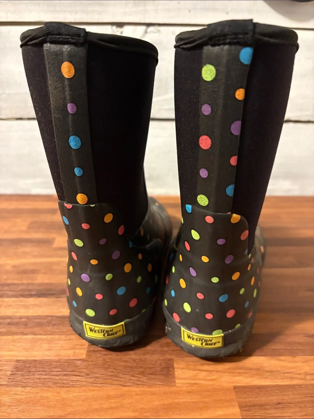 Pokadot Black Rain Boots with Multicolor Polka Dots